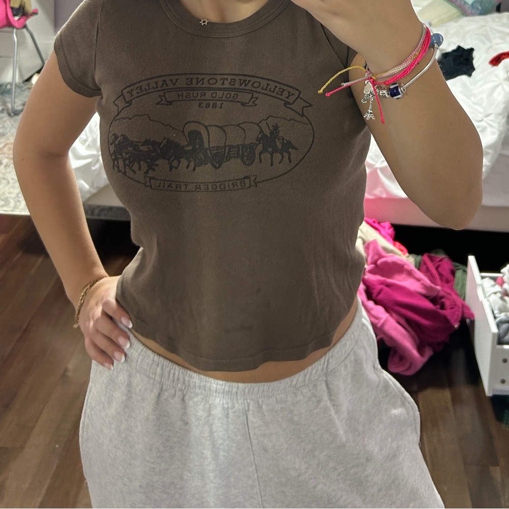 Brandy Melville Brown Graphic Tee